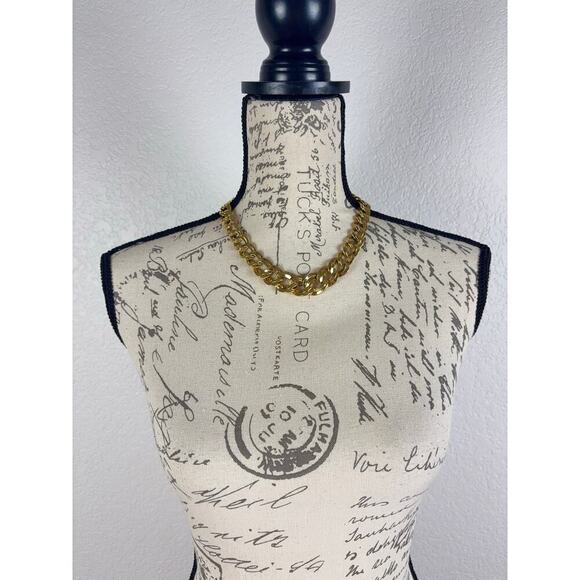 B13 Monet Choker Gold Tone Chunky Chain Vintage Statement Signed Old Money - Picture 2 of 6